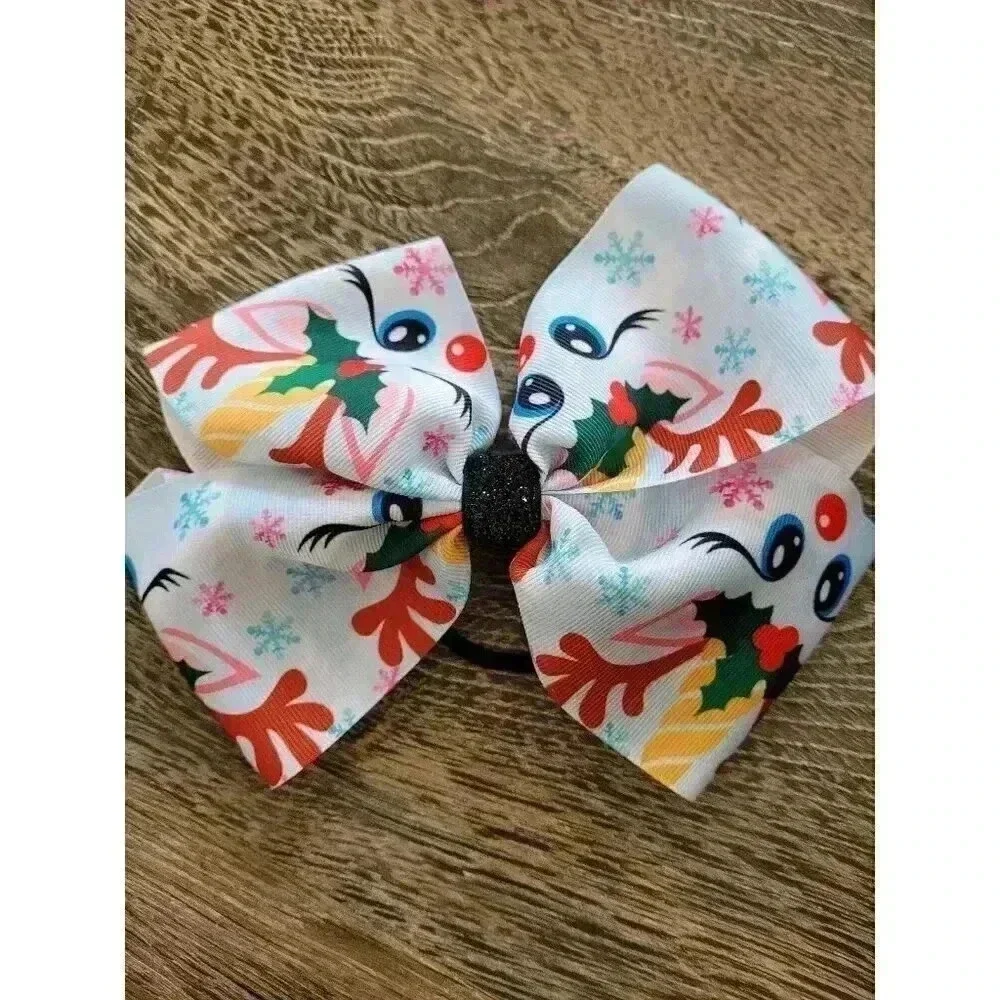 Girls‎ Christmas bow with hair tie #3
